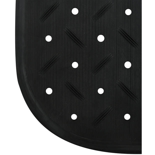 MSV Douche/bad anti-slip mat badkamer - rubber - zwart - 36 x 97 cm - Badmatjes