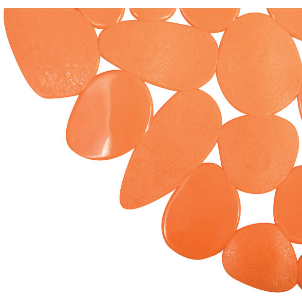 MSV Douche/bad anti-slip mat - badkamer - pvc - oranje - 39 x 99 cm - Badmatjes