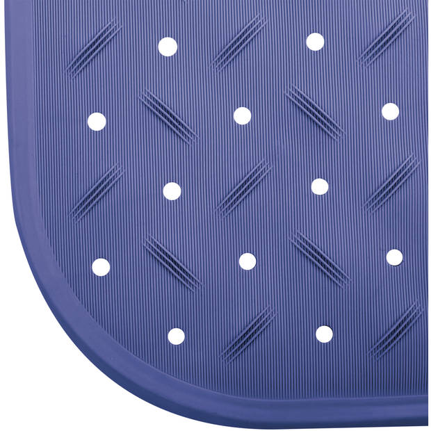 MSV Douche/bad anti-slip mat badkamer - rubber - blauw - 36 x 97 cm - Badmatjes