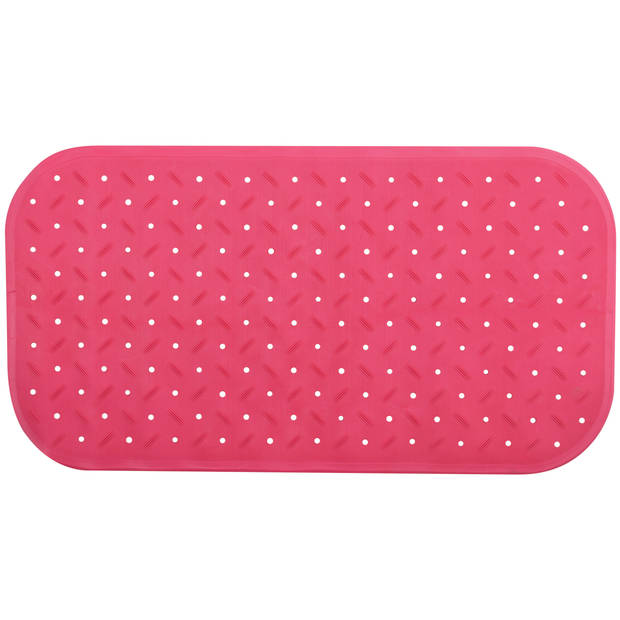 MSV Douche/bad anti-slip mat badkamer - rubber - fuchsia roze - 36 x 65 cm - Badmatjes