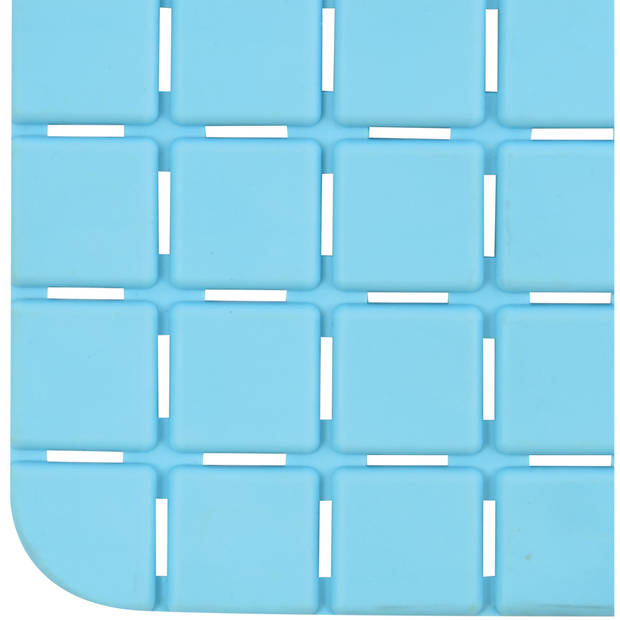 MSV Douche/bad anti-slip mat badkamer - rubber - lichtblauw - 54 x 54 cm - Badmatjes