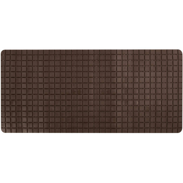 MSV Douche/bad anti-slip mat badkamer - rubber - bruin - 76 x 36 cm - Badmatjes