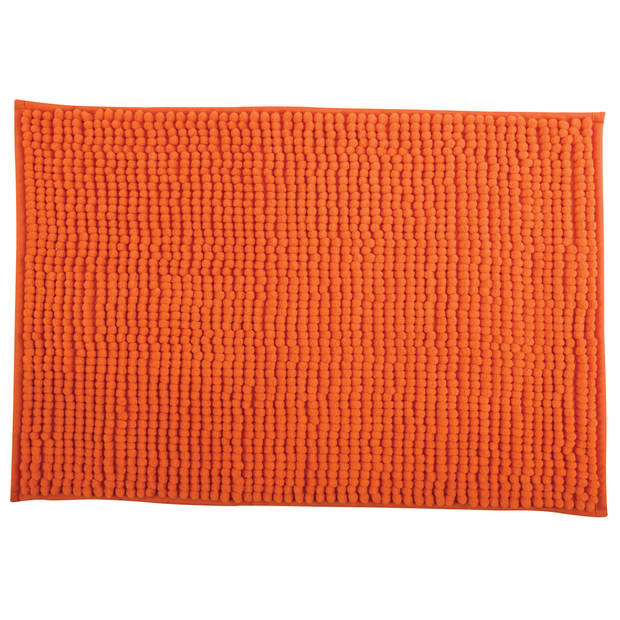 MSV Badkamerkleed/badmat voor op de vloer - oranje - 40 x 60 cm - Microvezel - Badmatjes