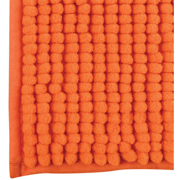 MSV Badkamerkleed/badmat voor op de vloer - oranje - 40 x 60 cm - Microvezel - Badmatjes