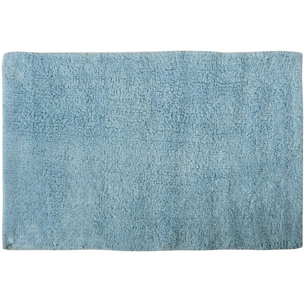 MSV Badkamerkleedje/badmat voor op de vloer - lichtblauw - 45 x 70 cm - Badmatjes