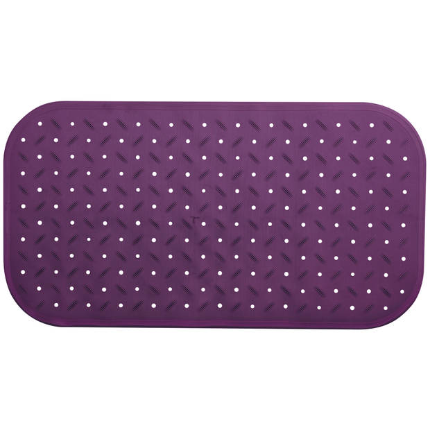 MSV Douche/bad anti-slip mat badkamer - rubber - paars - 36 x 76 cm - Badmatjes