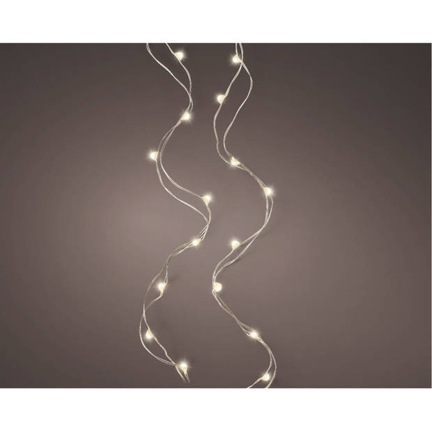 Lumineo draadverlichting zilverdraad 60 warm witte lampjes -295 cm - Lichtsnoeren
