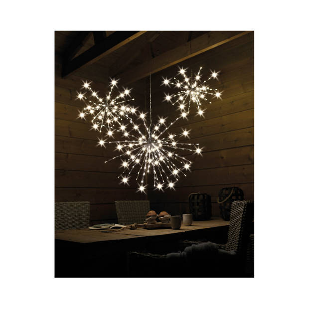 Kerst lamp zilveren ster met 80 LED lichtjes - kerstverlichting figuur