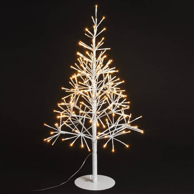 Verlichte witte boompjes / lichtbomen 88 x 50 cm kerstdecoraties - kerstverlichting figuur