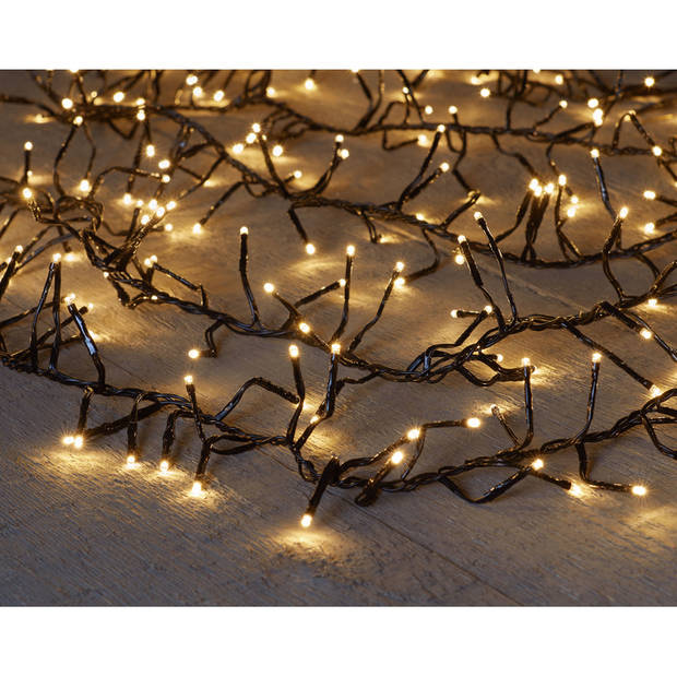 1x Clusterverlichting met timer en dimmer 192 leds warm wit 1 m - Kerstverlichting kerstboom