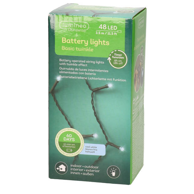 LED Durawise twinkle buitenverlichting op batterij helder wit 400 cm - Kerstverlichting kerstboom