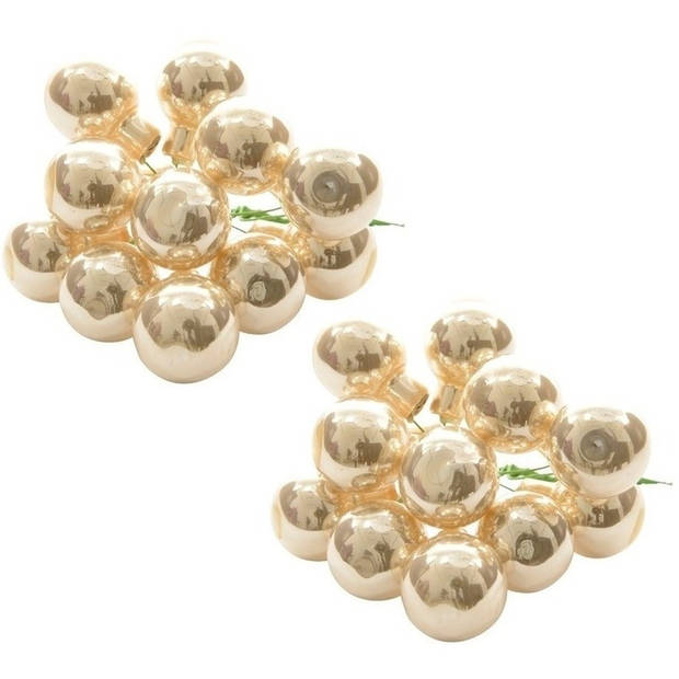 20x Parel mini kerststukjes insteek kerstballetjes 2 cm van glas - Kerststukjes