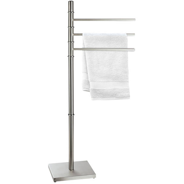 MSV Handdoeken rek badkamer - zilver chroom metaal - 22 x 89 cm - Handdoekrekken
