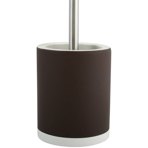 MSV Shine Toilet/wc-borstel houder - keramiek/metaal - donkerbruin - 38 cm - Toiletborstels