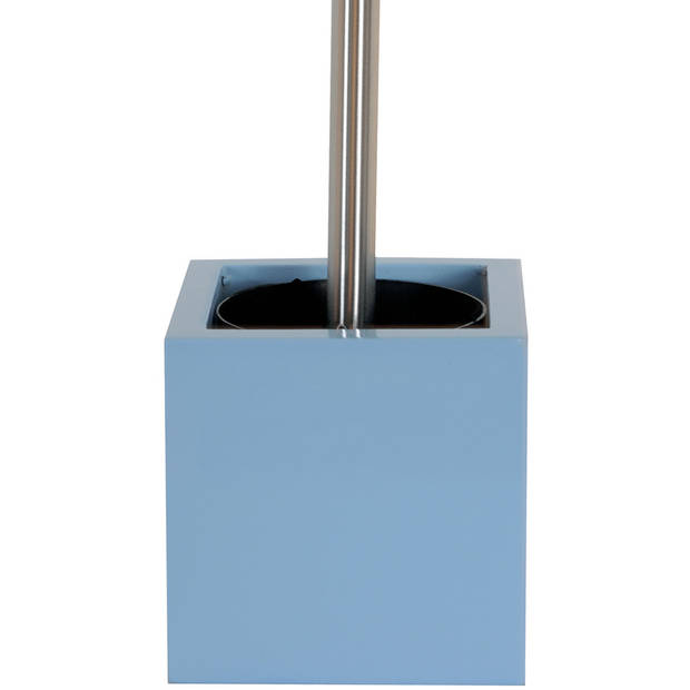 MSV Toiletborstel in MDF houder/rvs wc-borstel - lichtblauw - 37 cm - Toiletborstels