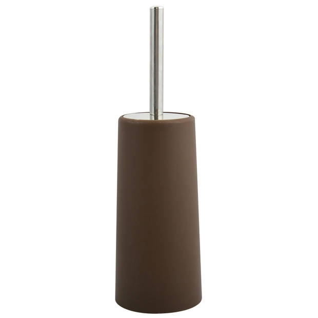 MSV Toiletborstel houder/WC-borstel - 2x - kastanje bruin - kunststof - 35 cm - Toiletborstels