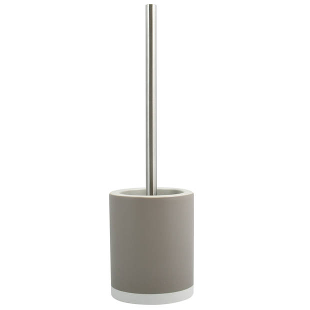 MSV Shine Toilet/wc-borstel - 2x - keramiek/metaal - taupe - 38 cm - Toiletborstels