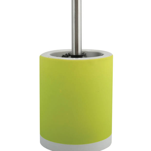 MSV Shine Toilet/wc-borstel houder - 2x - keramiek/metaal - appelgroen - 38 cm - Toiletborstels