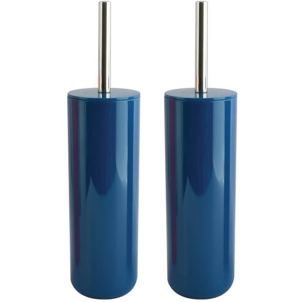 MSV Porto Toilet/wc-borstel houder - 2x - kunststof - marine blauw - 38 cm - Toiletborstels