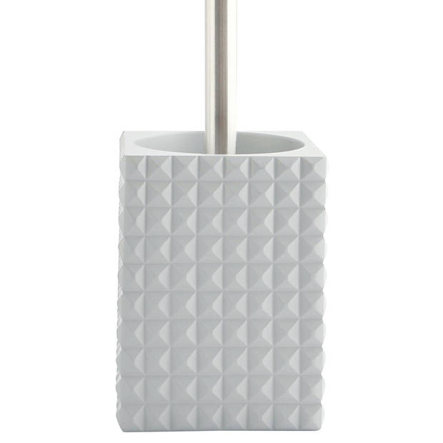 MSV Toiletborstel houder Kubik - 2x - kunststeen - lichtgrijs/zilver - 37 cm - Toiletborstels