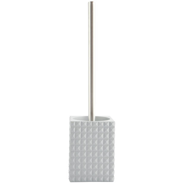 MSV Toiletborstel houder Kubik - kunststeen - lichtgrijs/zilver - 37 cm - Toiletborstels