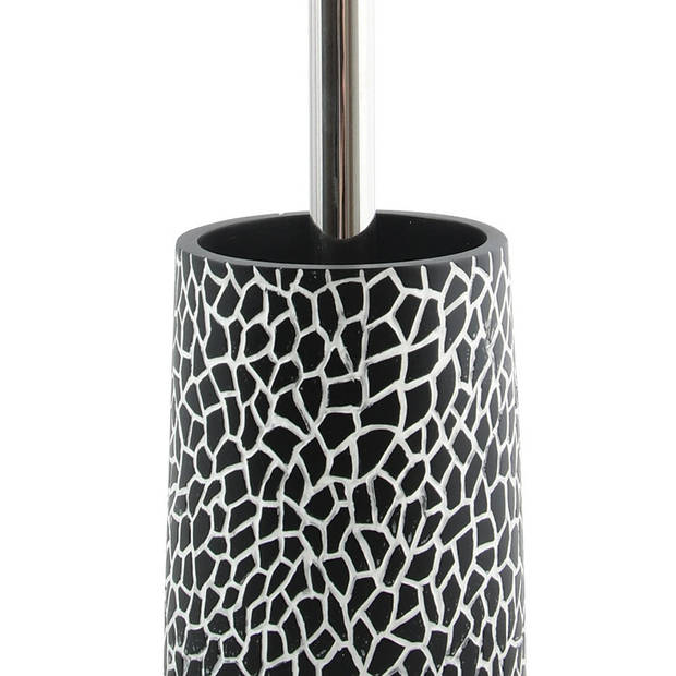 MSV Toiletborstel houder Safari - 2x - kunststeen - zwart/mozaiek - 37 cm - Toiletborstels