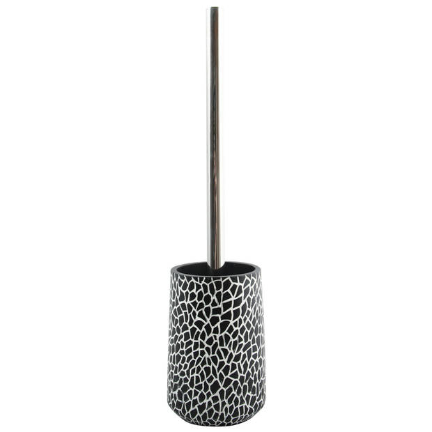 MSV Toiletborstel houder Safari - 2x - kunststeen - zwart/mozaiek - 37 cm - Toiletborstels