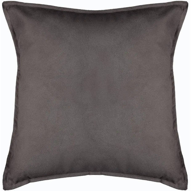 Atmosphera Bank/sierkussens huiskamer Sophia - 55 x 55 cm - Donkergrijs - polyester - met rits - Sierkussens