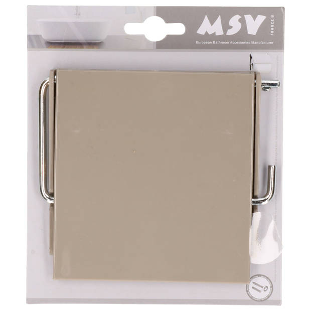 MSV Toiletrolhouder wand/muur - metaal met afdekklepje - beige/grijs - Toiletrolhouders