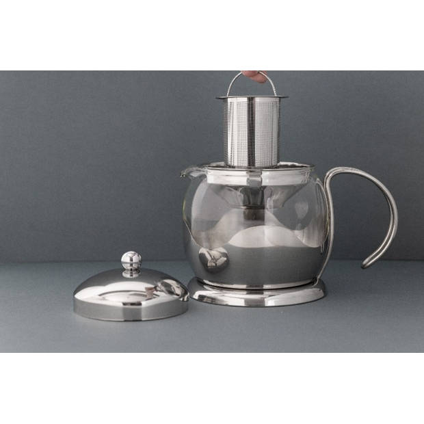 La Cafetière - Theepot met Zeef, 1 L, Glas, Zilver - La Cafetière Izmir