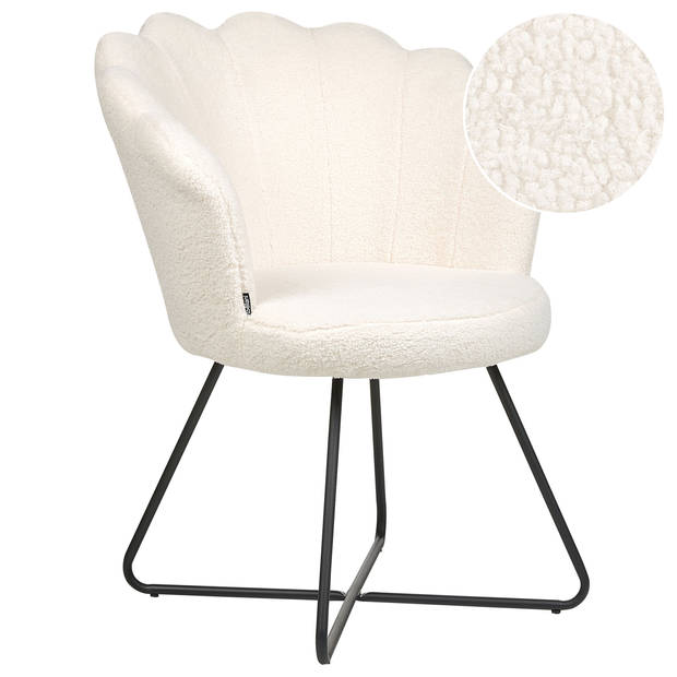 Beliani LOVELOCK - Fauteuil-Wit-Bouclé