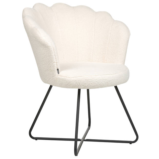 Beliani LOVELOCK - Fauteuil-Wit-Bouclé