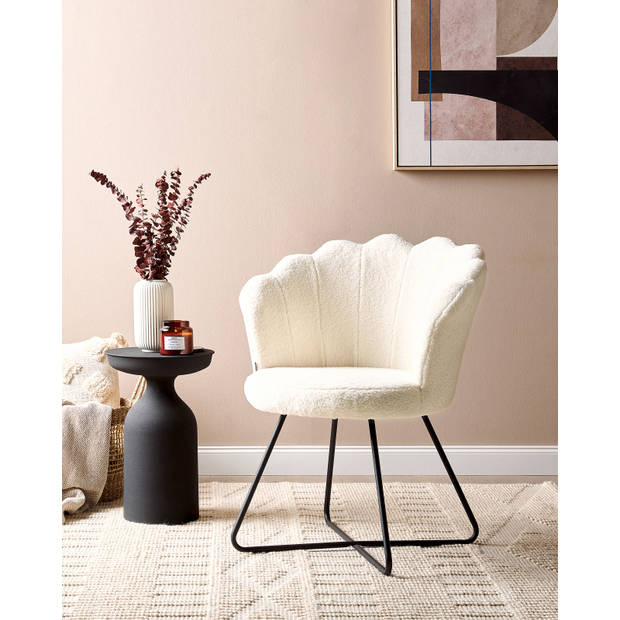 Beliani LOVELOCK - Fauteuil-Wit-Bouclé