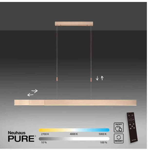 Paul Neuhaus Hanglamp e-Slide L 120-200 cm mat goud