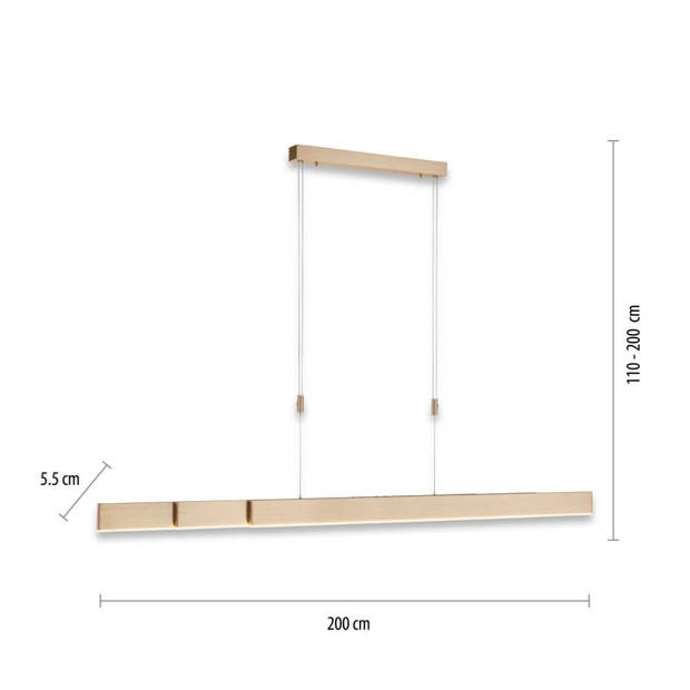 Paul Neuhaus Hanglamp e-Slide L 120-200 cm mat goud