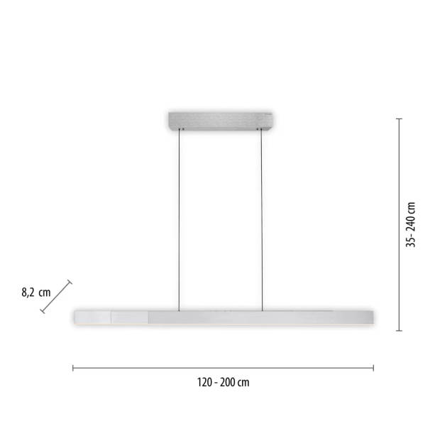 Paul Neuhaus Hanglamp e-Lift + e-Slide L 120-200 cm mat chroom