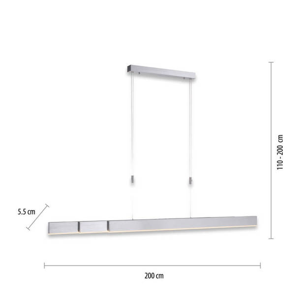 Paul Neuhaus Hanglamp e-Slide L 120-200 cm mat chroom