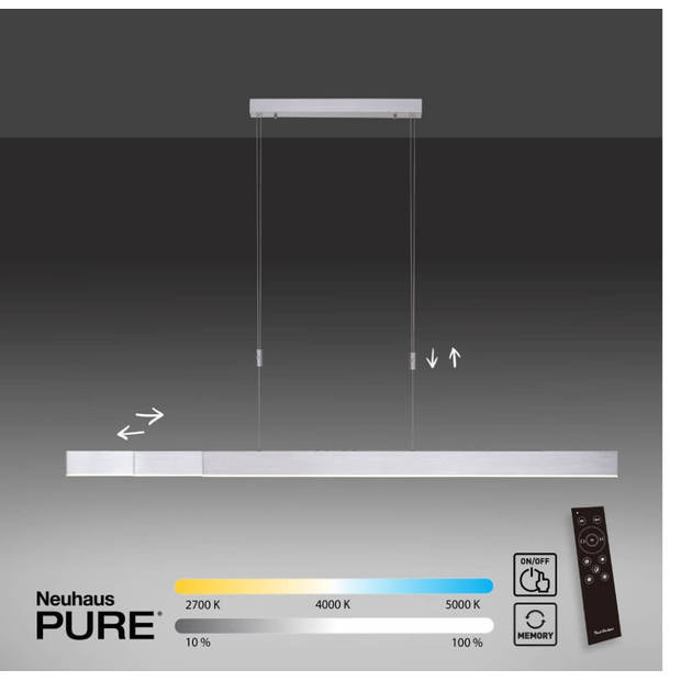 Paul Neuhaus Hanglamp e-Slide L 120-200 cm mat chroom