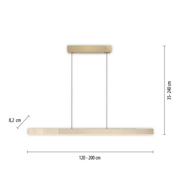 Paul Neuhaus Hanglamp e-Lift + e-Slide L 120-200 cm mat goud