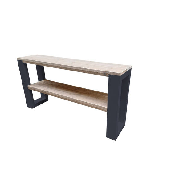 Wood4you - Side table New Orleans industrial wood - - Antraciet - Eettafels 200 cm - Bijzettafel