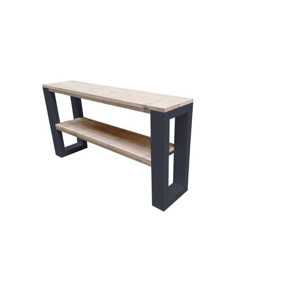 Wood4you - Side table New Orleans industrial wood - - Antraciet - Eettafels 150 cm - Bijzettafel