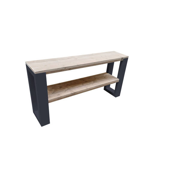 Wood4you - Side table New Orleans industrial wood - - Antraciet - Eettafels 190 cm - Bijzettafel