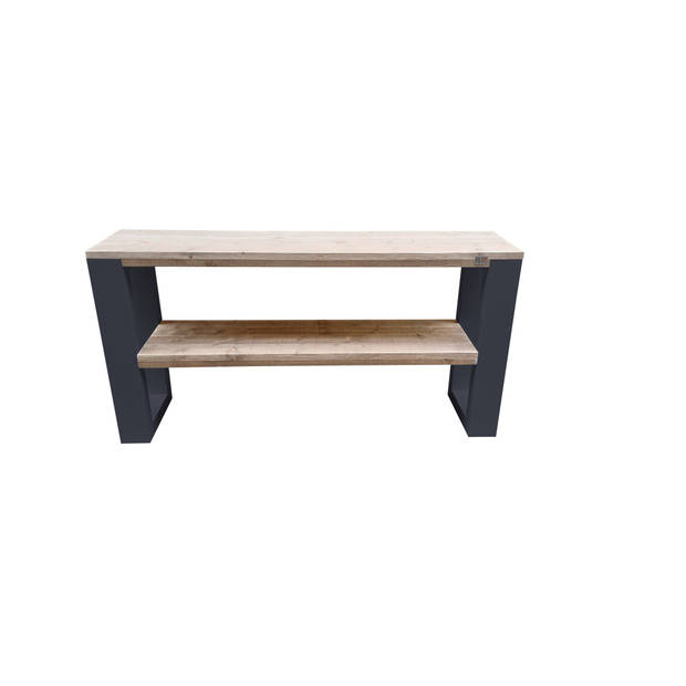 Wood4you - Side table New Orleans industrial wood - - Antraciet - Eettafels 190 cm - Bijzettafel