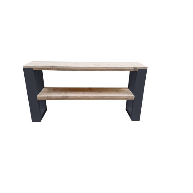 Wood4you - Side table New Orleans industrial wood - - Antraciet - Eettafels 130 cm - Bijzettafel