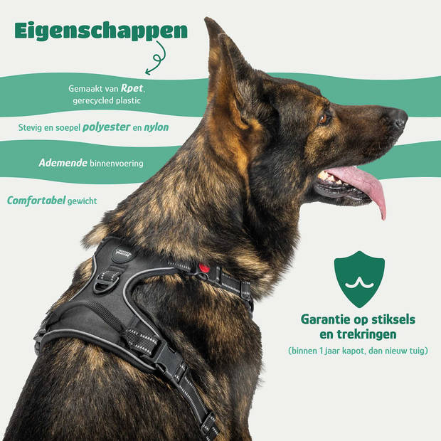 Mister Mill Hondentuigje 3x Klikgesp Maat L Zwart - Anti-Trek Tuig Hondenharnas - Y Tuig Hond Reflecterend