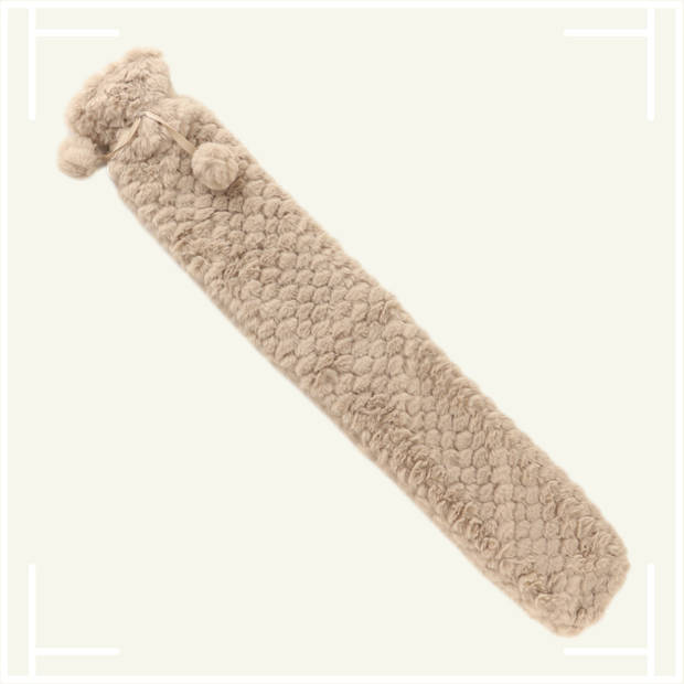 MARBEAUX Lange Kruik - Warmwaterkruik Lang - met Zachte Hoes - Beige - 2 Liter