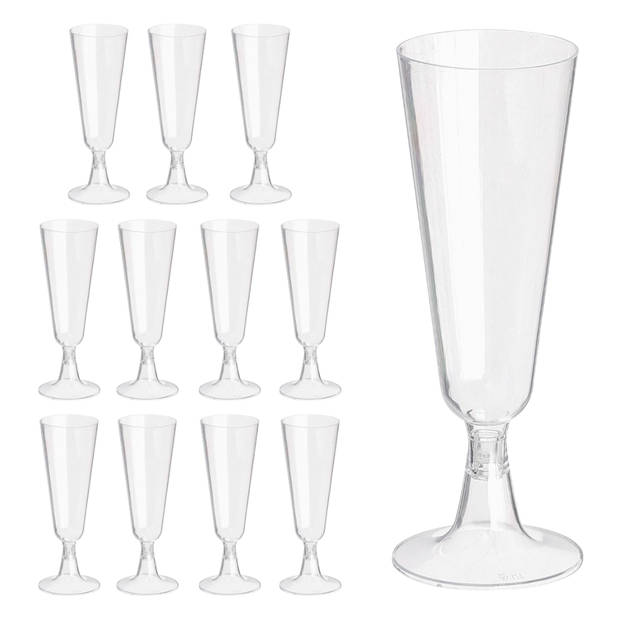 OTIX Kunststof Champagne Glazen - 12 stuks - Herbruikbaar - 150ml - Transparant - Kunststof