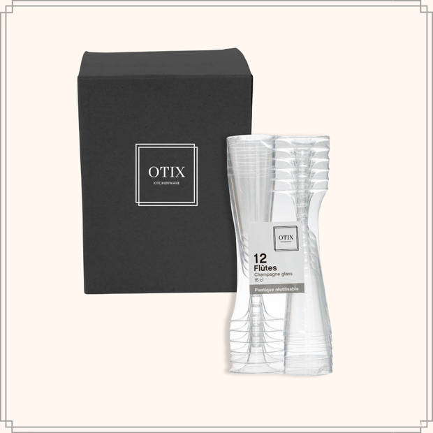 OTIX Kunststof Champagne Glazen - 12 stuks - Herbruikbaar - 150ml - Transparant - Kunststof