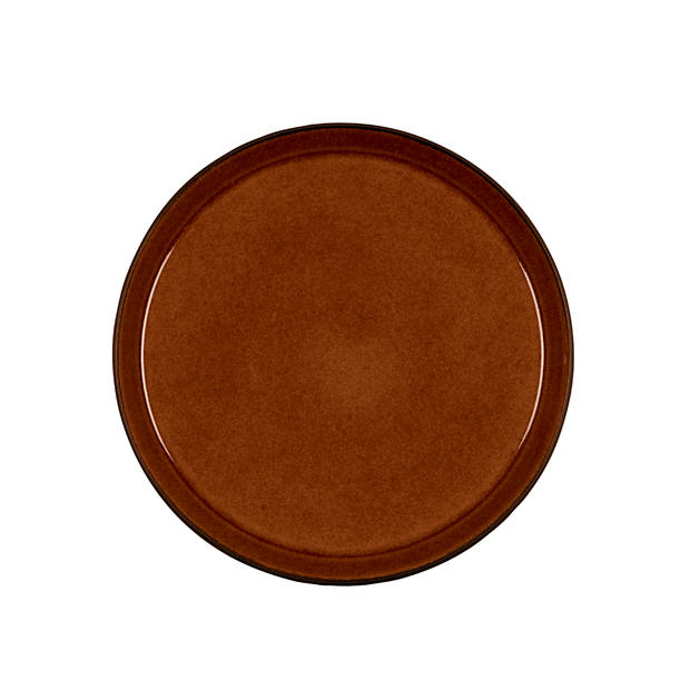 Bitz® 821400 - 6 stuks Aardewerk Dinerborden 27x2,5 cm Amber/Zwart