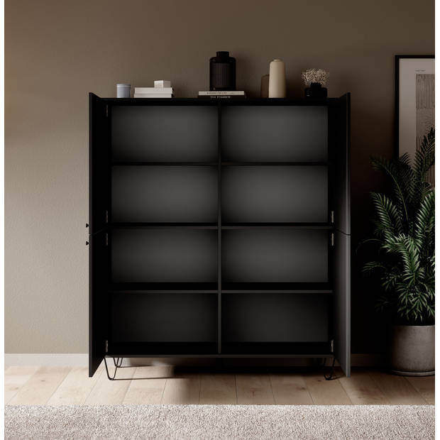 Meubella Dressoir Apula - Antraciet - 124 cm - Dicht